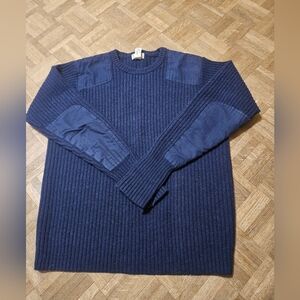L.L. Bean Navy Merino Wool Sweater XXL Commando Patchwork